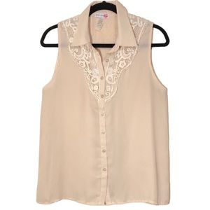 Body Central Sheer Sleeveless Blouse Womens M